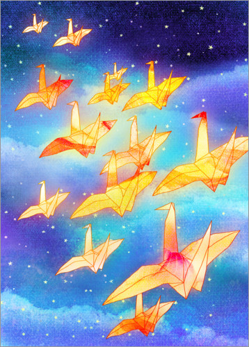 Plakat Origami cranes in the night sky