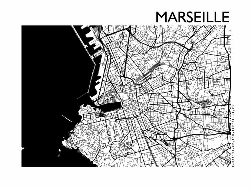 Plakat City map of Marseille