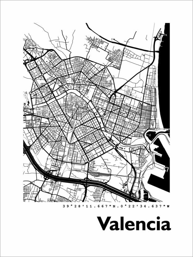 Plakat Valencia map