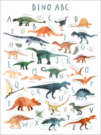 Selvklebende plakat  Happy Dinosaur ABC - Victoria Borges