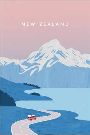 Plakat New Zealand illustration