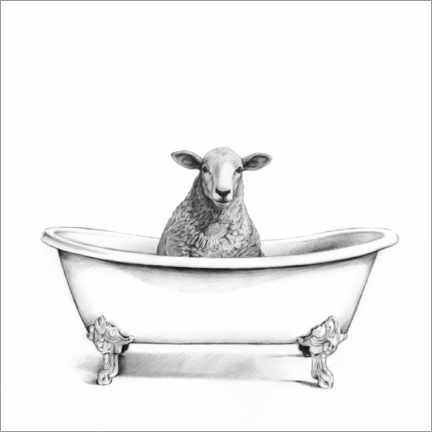 Akrylbilde  Sheep in the tub - Victoria Borges
