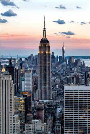 Akrylbilde  Empire State Building Sunset, New York - Mike Centioli