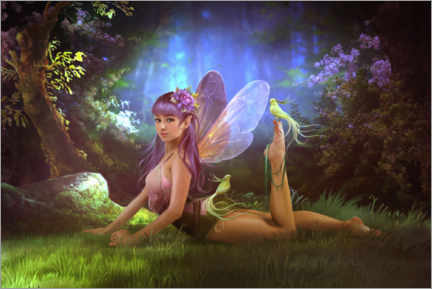 Selvklebende plakat  Purple fairy - Elena Dudina