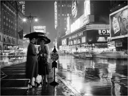 Akrylbilde  Two women under umbrellas in New York