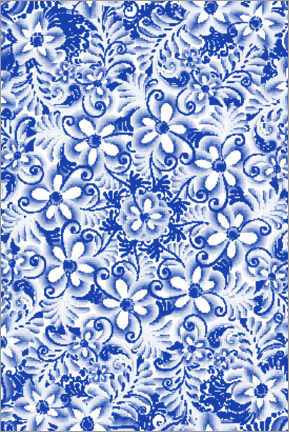 Selvklebende plakat  Delfts blå design