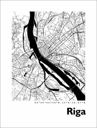 Plakat City map of Riga