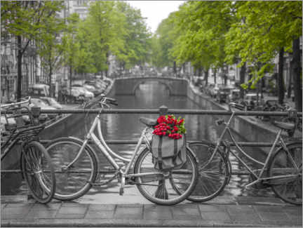 Akrylbilde  Amsterdam, bicycles on the bridge - Assaf Frank