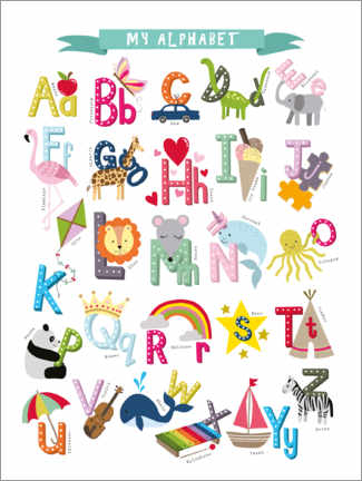 Aluminiumsbilde  My alphabet - Lizzie Preston