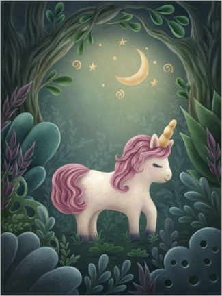 Bilde på skumplate  Little Unicorn in Forest - Elena Schweitzer