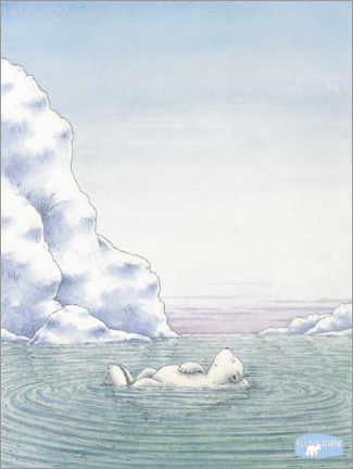 Lerretsbilde  Den lille isbjørnen nyter livet