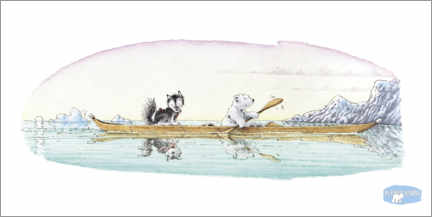 Akrylbilde  Den lille isbjørnen og huskyen Nanouk