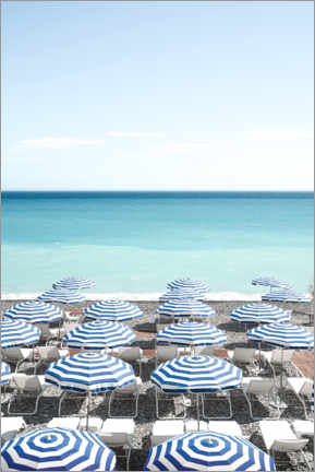 Akrylbilde  Blue Beach Umbrellas In Nice, France - Henrike Schenk