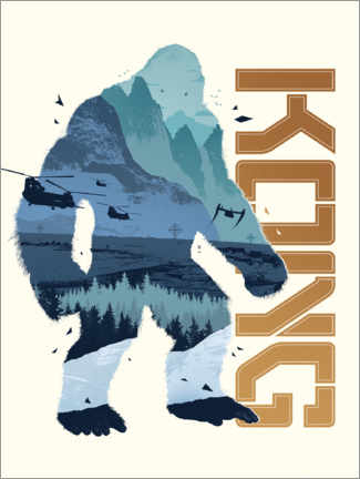 Plakat  Kong Blue Silhouette