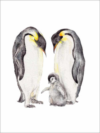 Selvklebende plakat  Penguin Family - Wandering Laur