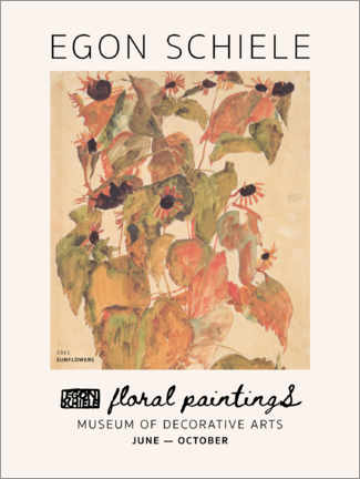 Selvklebende plakat  Schiele Still Lifes - Sunflowers, 1911 - Egon Schiele