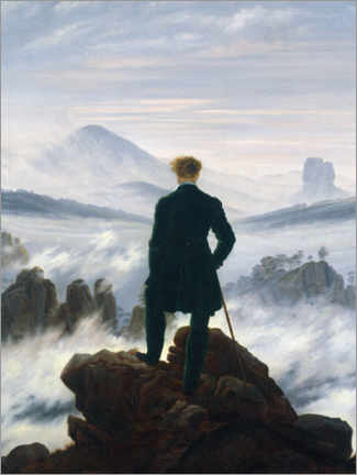 Aluminiumsbilde  Wanderer above the Sea of Fog - Caspar David Friedrich