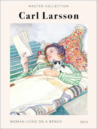 Akrylbilde  Carl Larsson - Woman lying on a bench - Carl Larsson