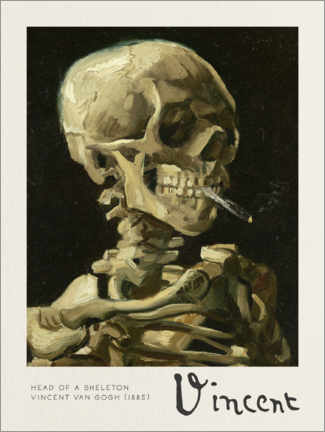 Akrylbilde  Skeleton with a burning cigarette - Vincent van Gogh