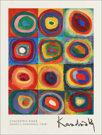 Akrylbilde  Concentric Circles - Wassily Kandinsky