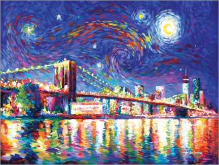 Akrylbilde  Brooklyn Bridge at Night - Leon Devenice