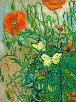 Aluminiumsbilde  Butterflies and poppies - Vincent van Gogh