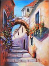 Selvklebende plakat  Mediterranean alley - Marita Zacharias