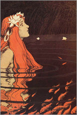 Selvklebende plakat  Mermaid in a Pool with Goldfish - Franz Hein