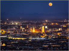Galleriprint  Munich Skyline with yellow full moon