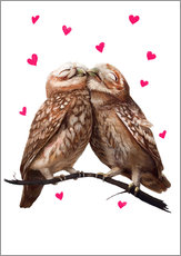 Selvklebende plakat  Loving owls - Valeriya Korenkova