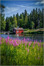 Selvklebende plakat  Sweden house on the lake - Sören Bartosch