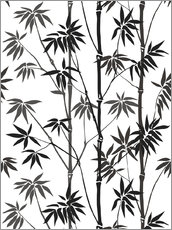 Selvklebende plakat  Bambus svart-hvitt