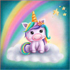 Selvklebende plakat  Cute unicorn - Elena Schweitzer