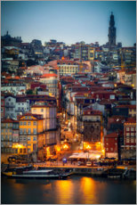 Selvklebende plakat  Porto in the evening, Portugal - Sören Bartosch