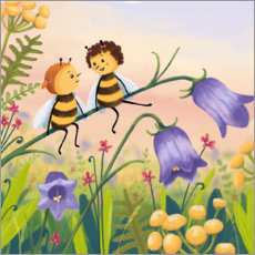 Plakat Bees on flower