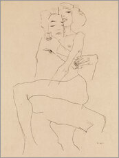 Akrylbilde  Couple Embracing - Egon Schiele
