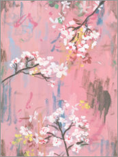 Selvklebende plakat  Rosa kirsebærblomster - Melissa Wang