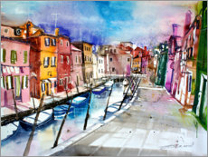Akrylbilde  Burano, fargerik øy i Venezia - Johann Pickl