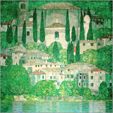 Akrylbilde  Church in Cassone ? Landscape with Cypresses - Gustav Klimt
