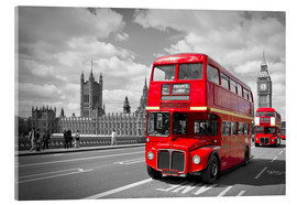 Akrylbilde  Westminster Bridge and Red Buses - Melanie Viola