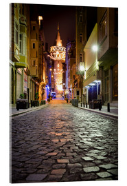 Akrylbilde  The famous Galata-Tower at night (Istanbul/Turkey) - gn fotografie