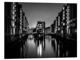 Aluminiumsbilde  Hamburg by night (monochrome) - Sascha Kilmer