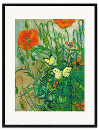Innrammet kunsttrykk  Butterflies and poppies - Vincent van Gogh