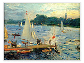 Plakat  Sailboats on the Alster Lake in the evening - Max Slevogt