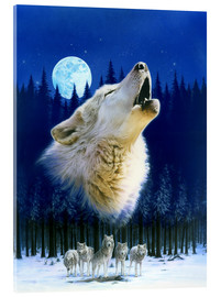 Akrylbilde  Howling wolf - Robin Koni