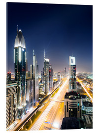 Akrylbilde  Dubai city skyline at night, United Arab Emirates - Matteo Colombo