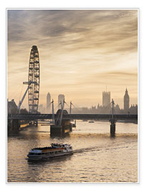 Plakat Millenium Wheel with Big Ben, London, England