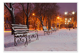 Plakat Park bench on a winter morning