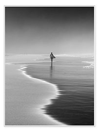 Plakat Ensom surfer på stranden