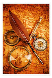 Plakat  Compass and Clock